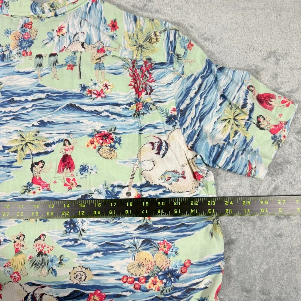 Polo Ralph Lauren Mens Large Button Up Shirt Hawaiian Tropical Print Viscose